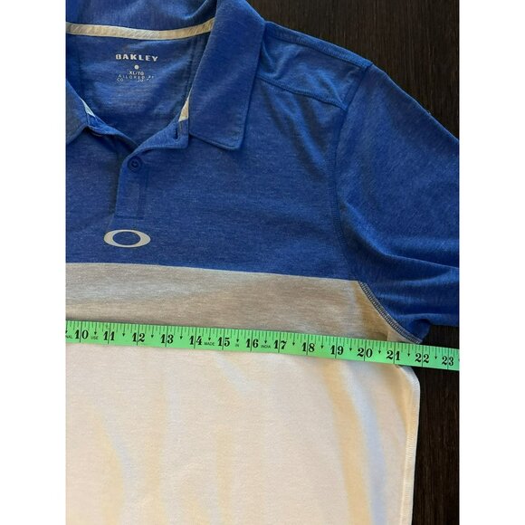Oakley Men's Tailored Fit Blue/Gray/White Colorblock Polo Shirt Size XL - Picture 6 of 6